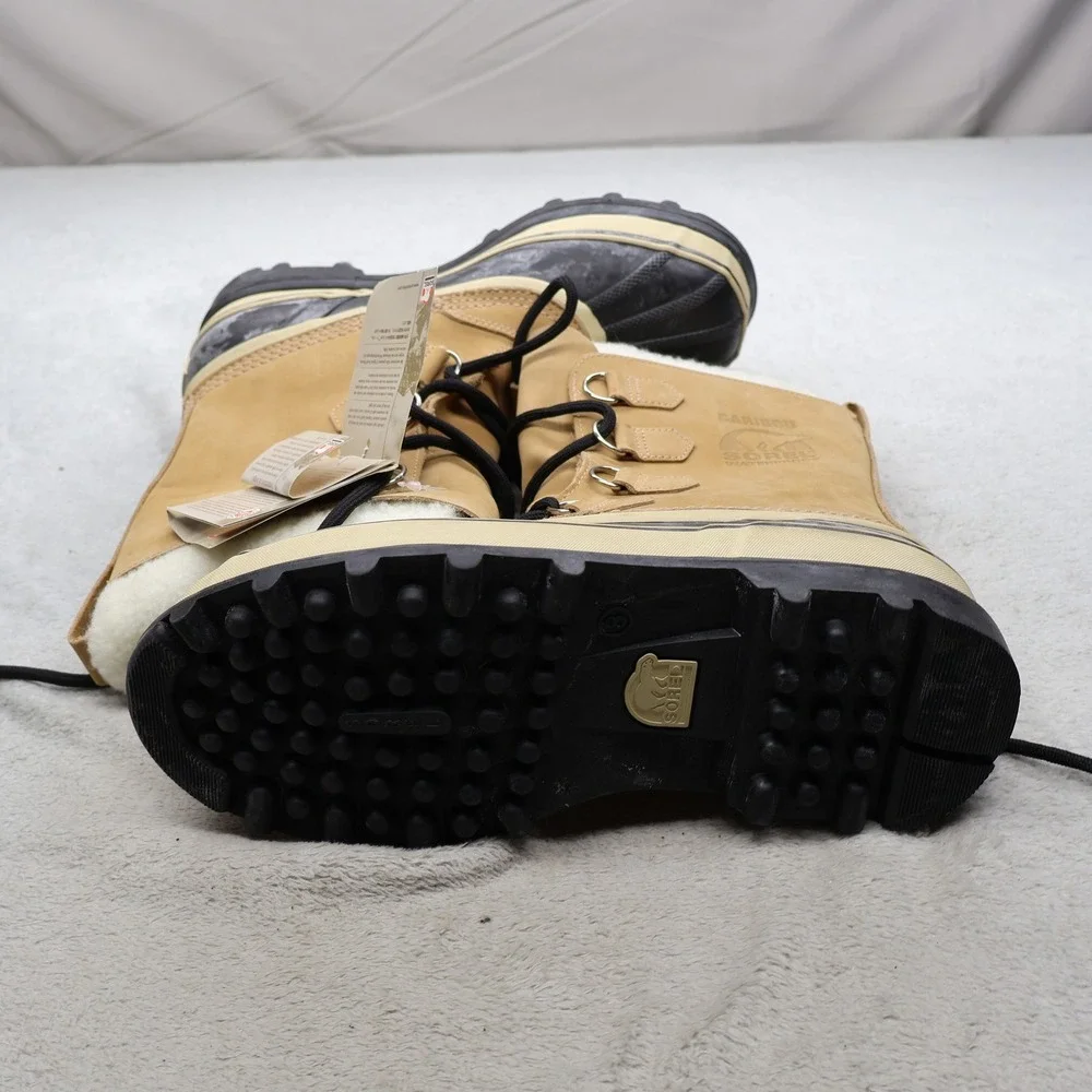 Sorel Mens 8 Snow Boots Beige Caribou II Leather Winter Waterproof NM1000-280
